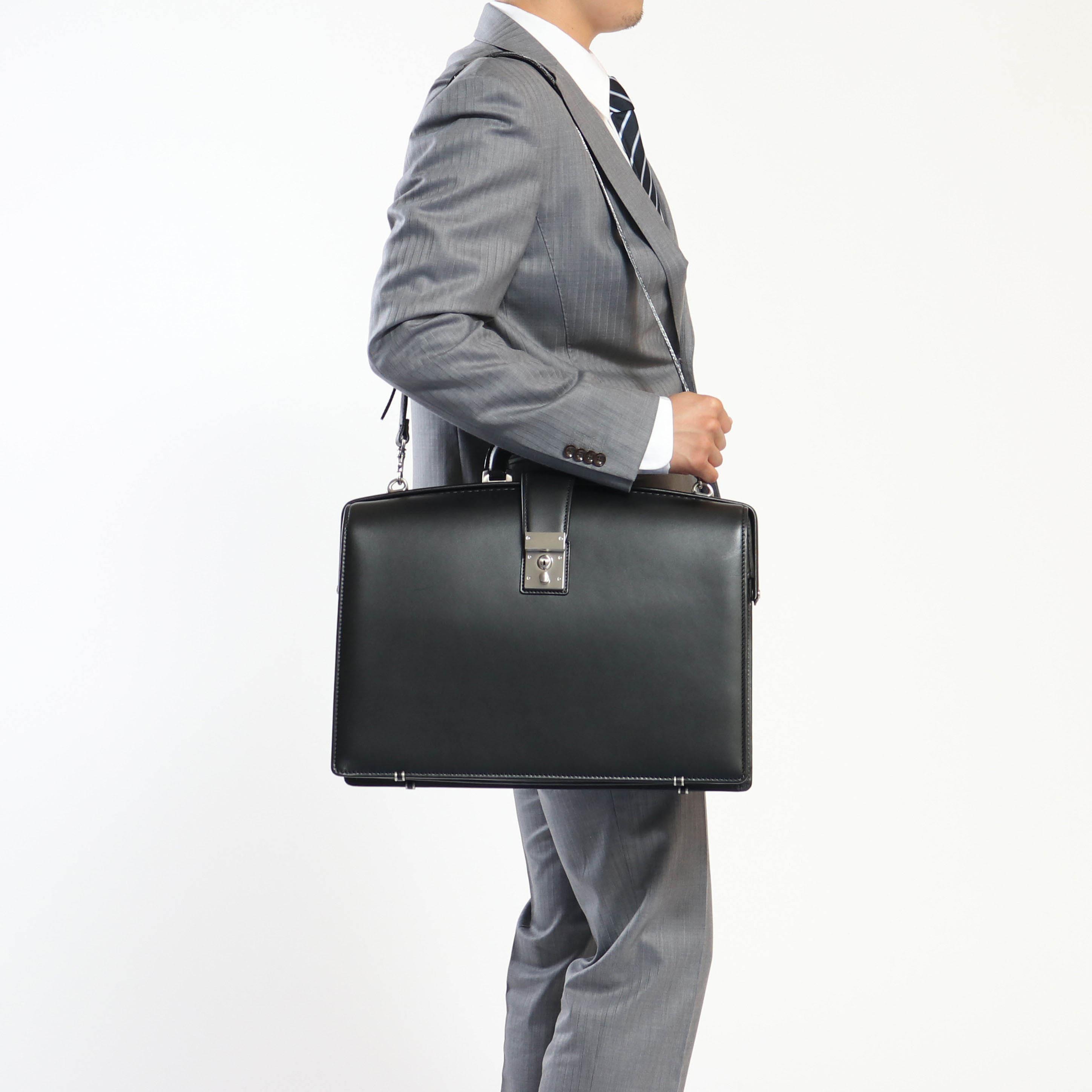 青木鞄 AOKI ビジネスバッグ 2way レザー ブラック シボ革