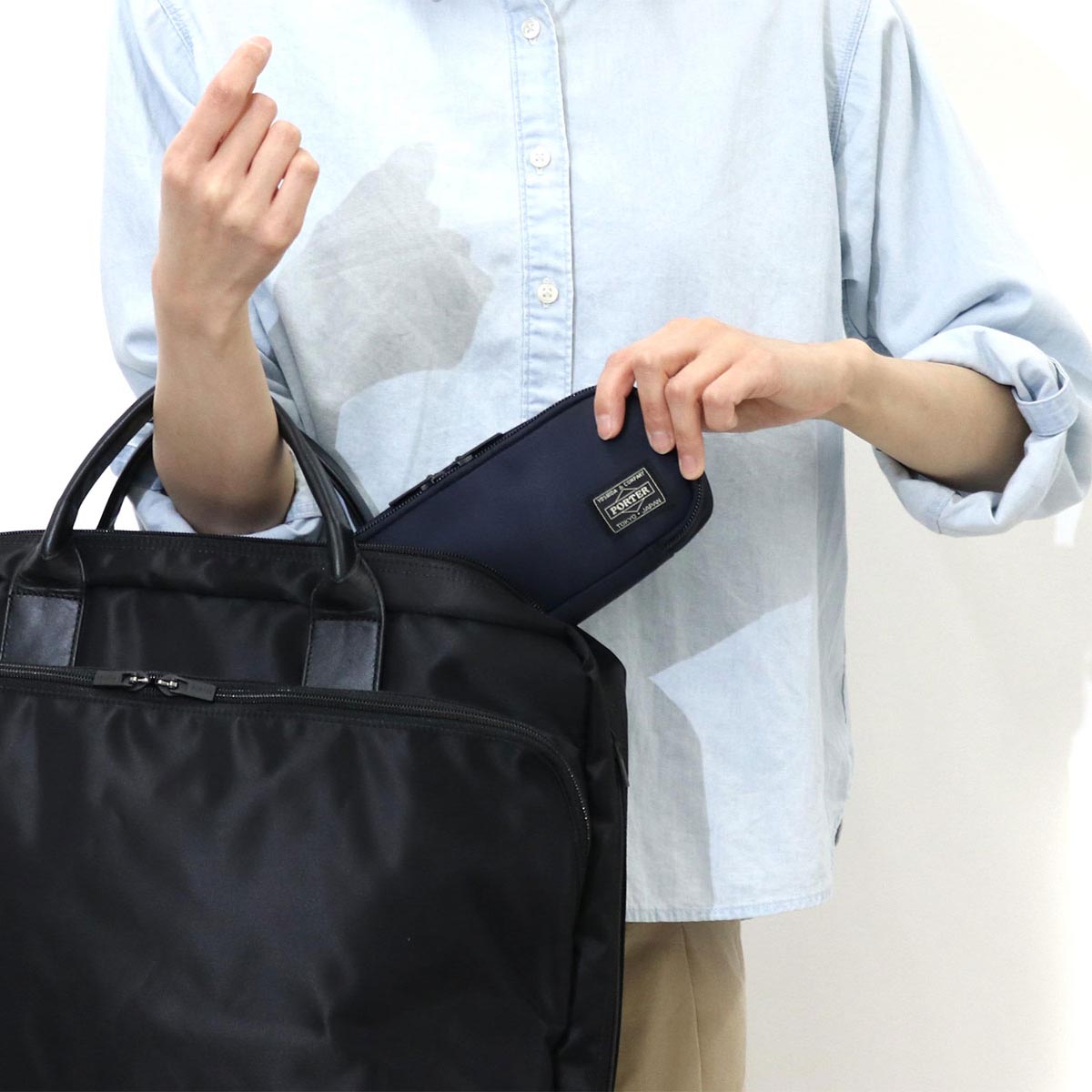 吉田カバン ポーター ポーチ ポーター タイム PORTER TIME ポーター POUCH 小物入れ ビジネス デイリー スリム メンズ レディース  655-17878｜【正規販売店】カバン・小物の専門店のギャレリアモール