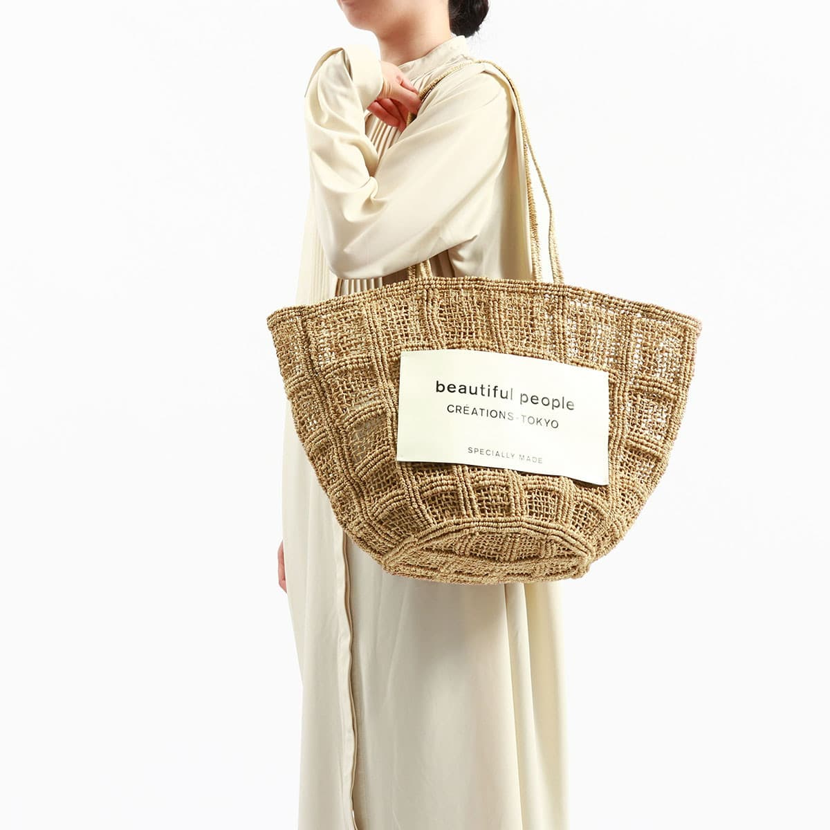 beautiful people abaca knitting tote bag 新着 - バッグ