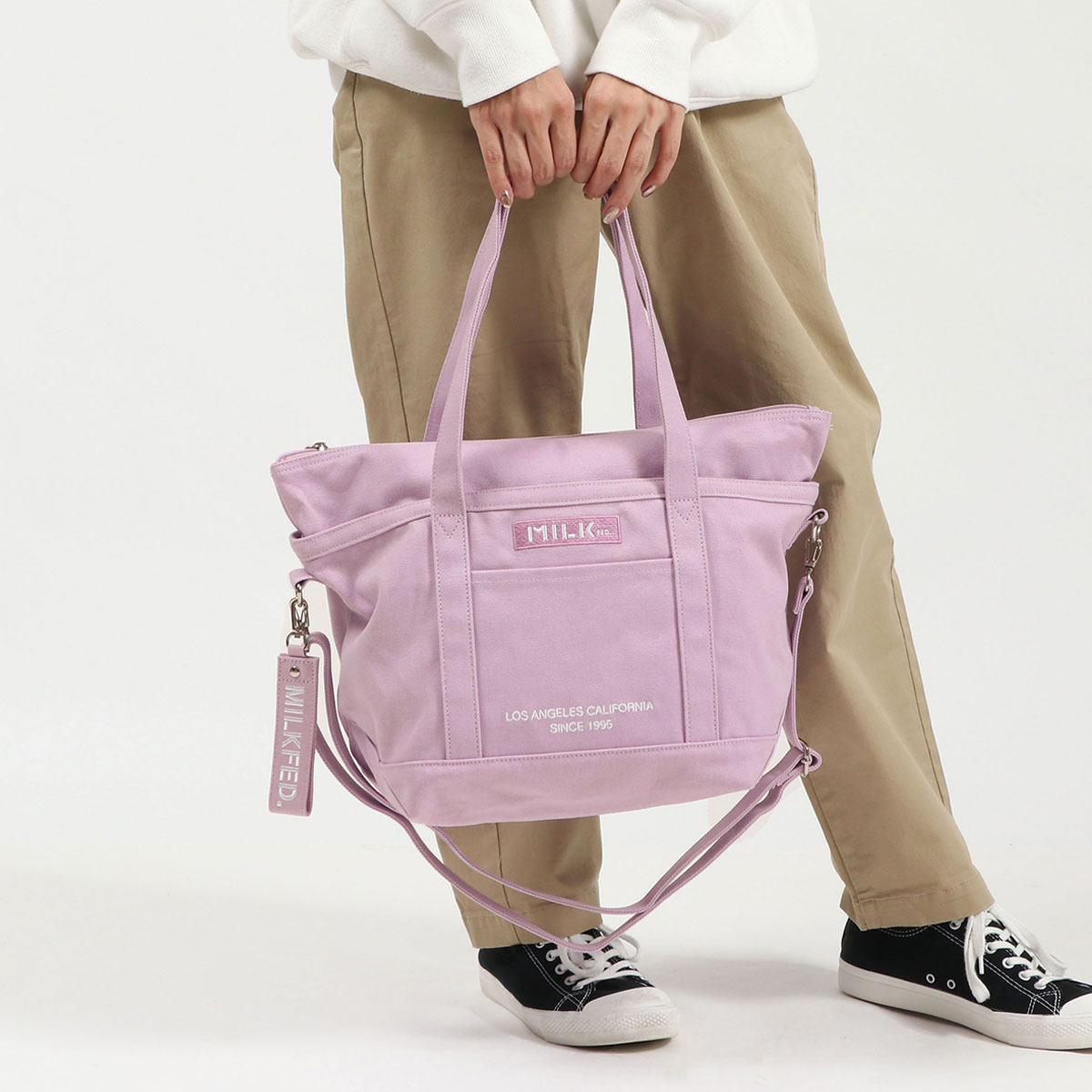 MILKFED. ミルクフェド EMBROIDERED BAR 2WAY TOTE BAG 2WAYトートバッグ 103213053008