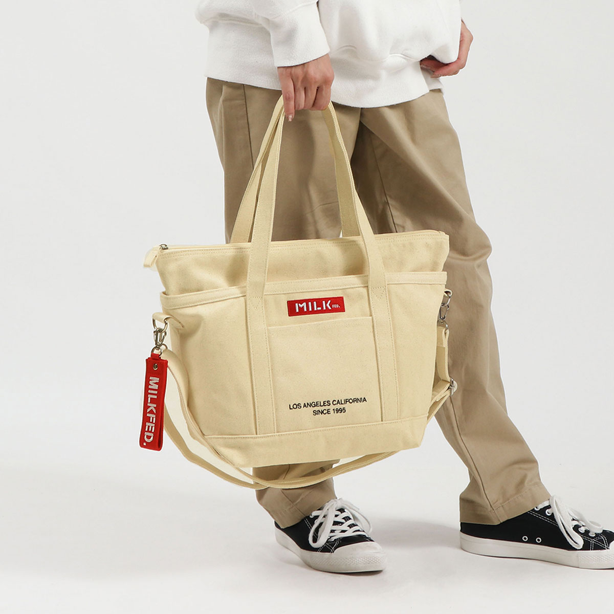 MILKFED. ミルクフェド EMBROIDERED BAR 2WAY TOTE BAG 2WAYトート