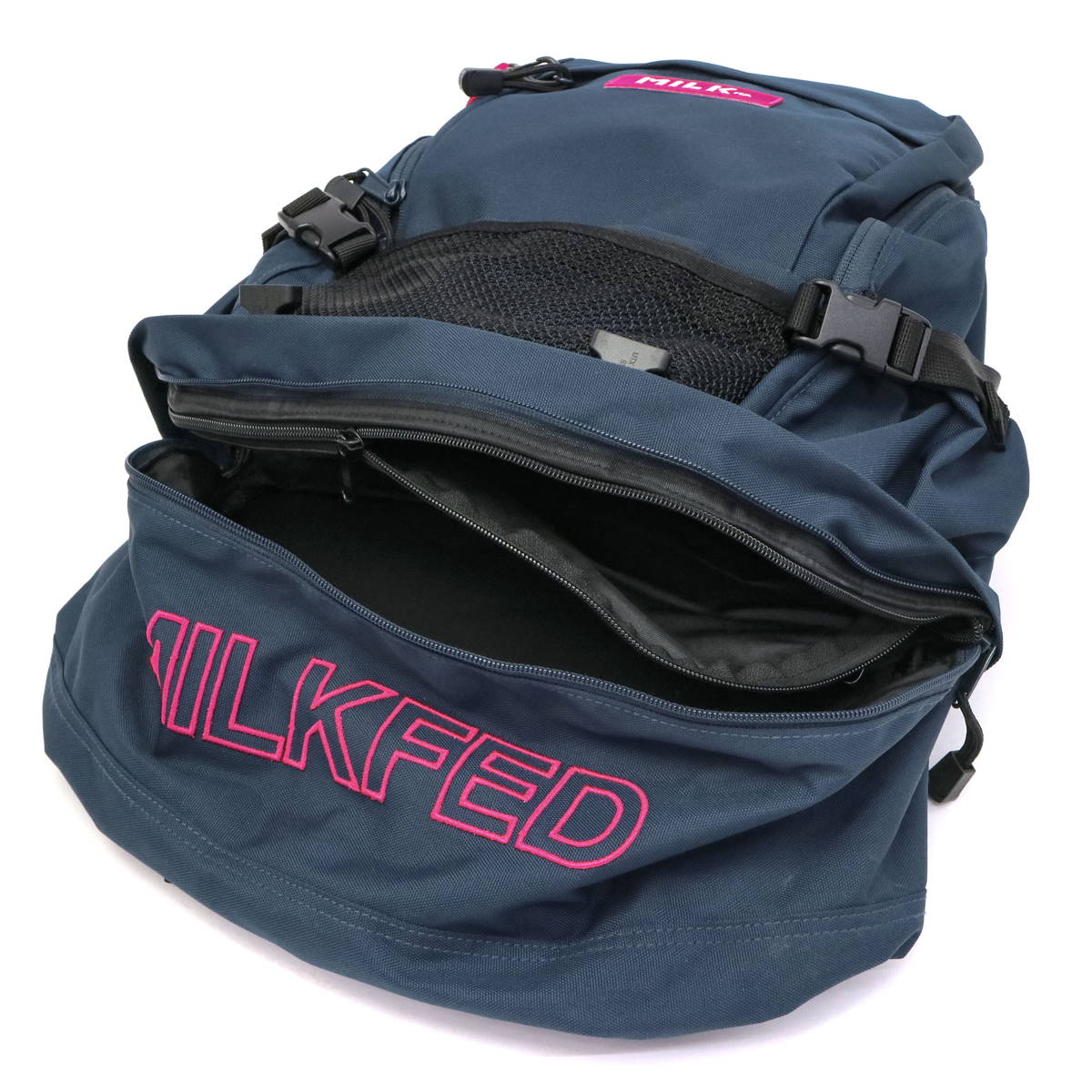 MILKFED. ミルクフェド EMBROIDERY MESH POCKET BACKPACK バックパック 20L 03195060