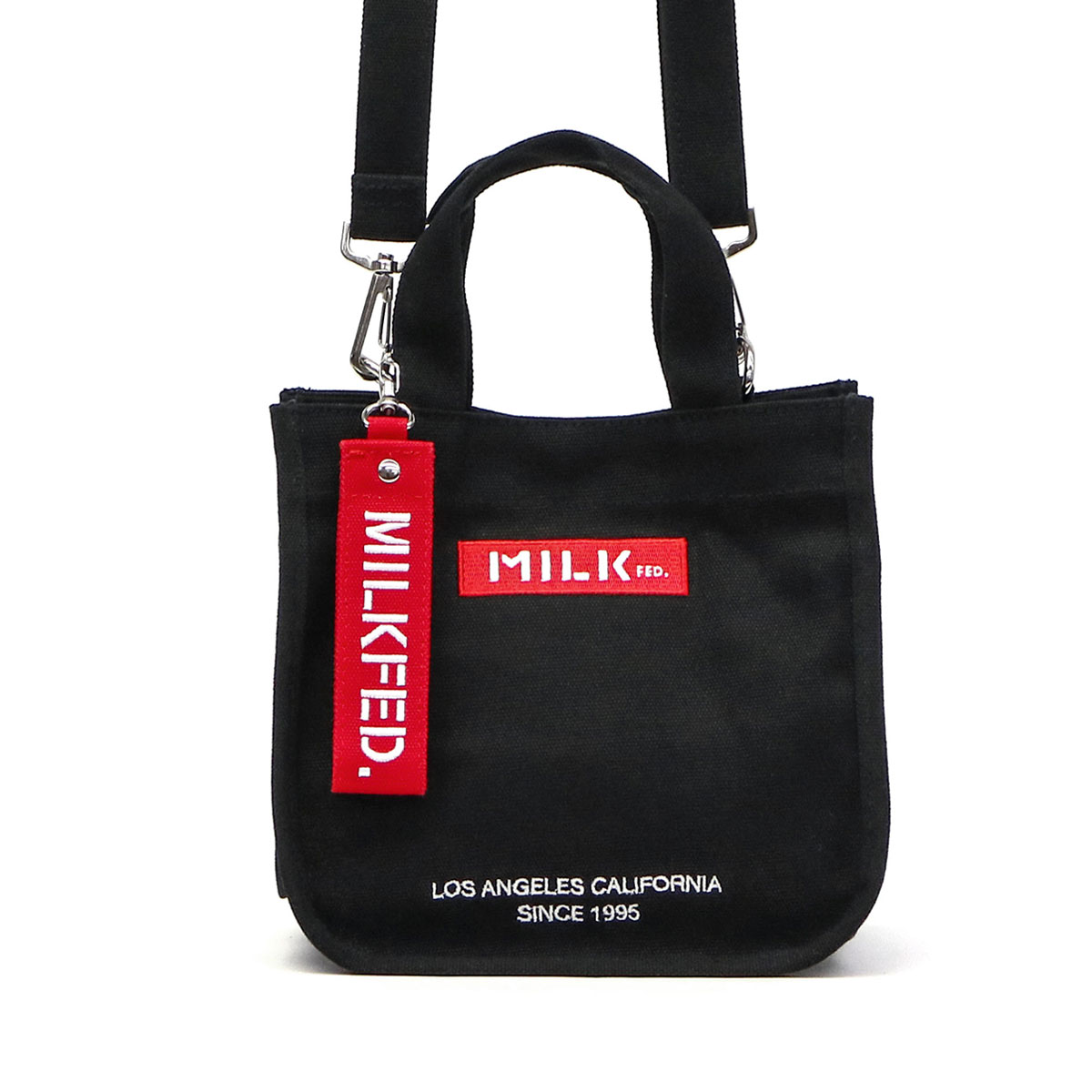 MILKFED. ミルクフェド EMBROIDERED BAR MINI SHOULDER W/STRAP 2WAY