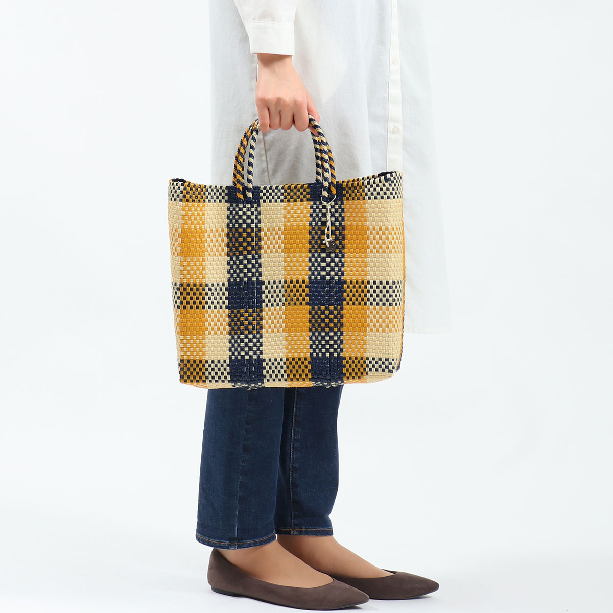 OJO DE MEX オホ デ メックス Plastico CAGO Tote Check S かごバッグ