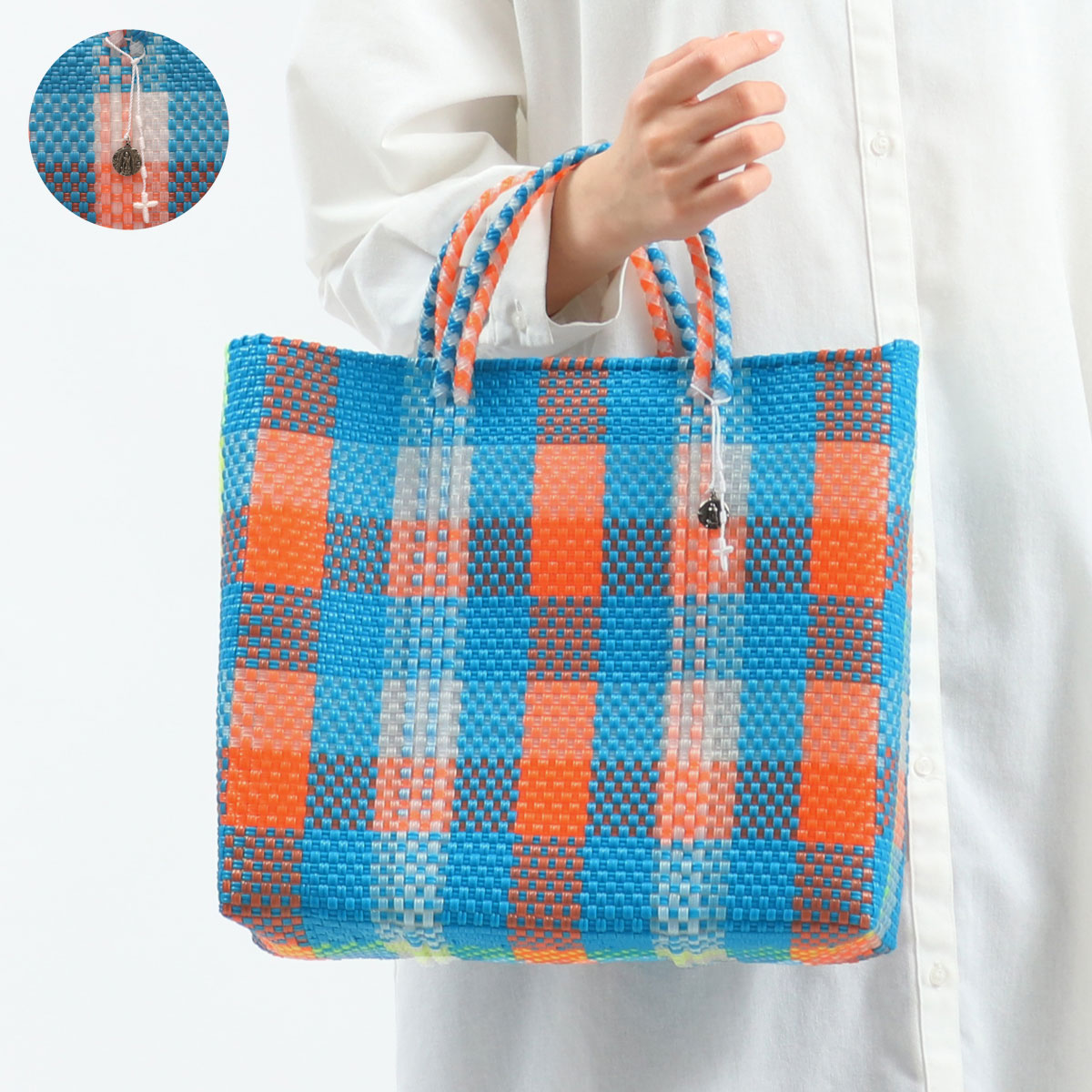 OJO DE MEX オホ デ メックス Plastico CAGO Tote Check S かごバッグ