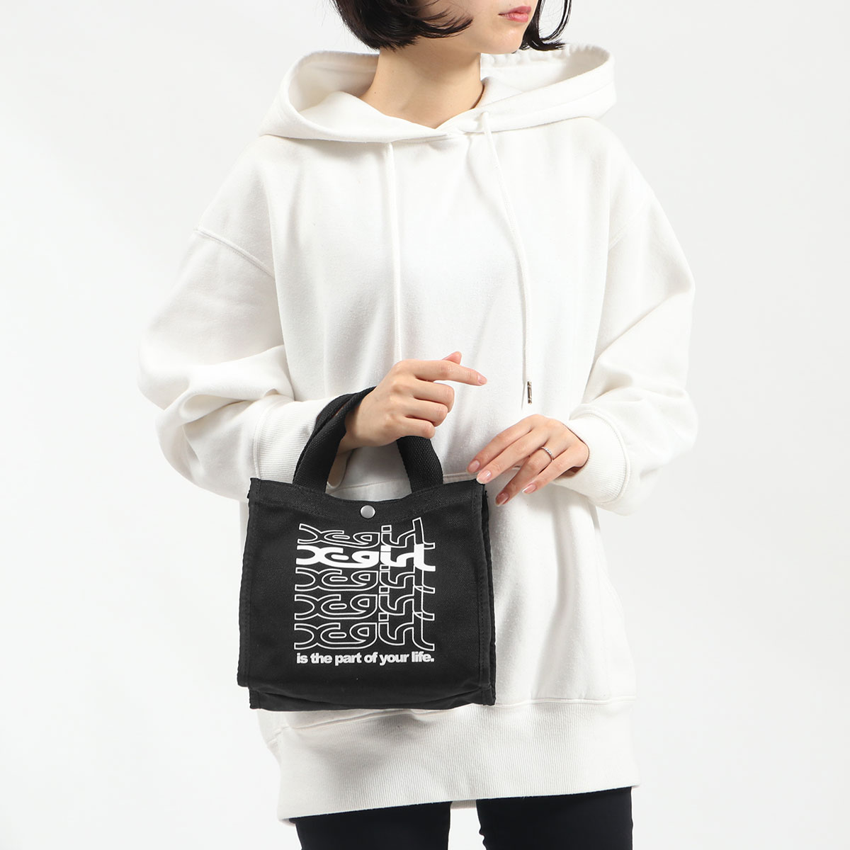 X-girl エックスガール REPEAT LOGO CANVAS 2WAY MINI TOTE BAG トート