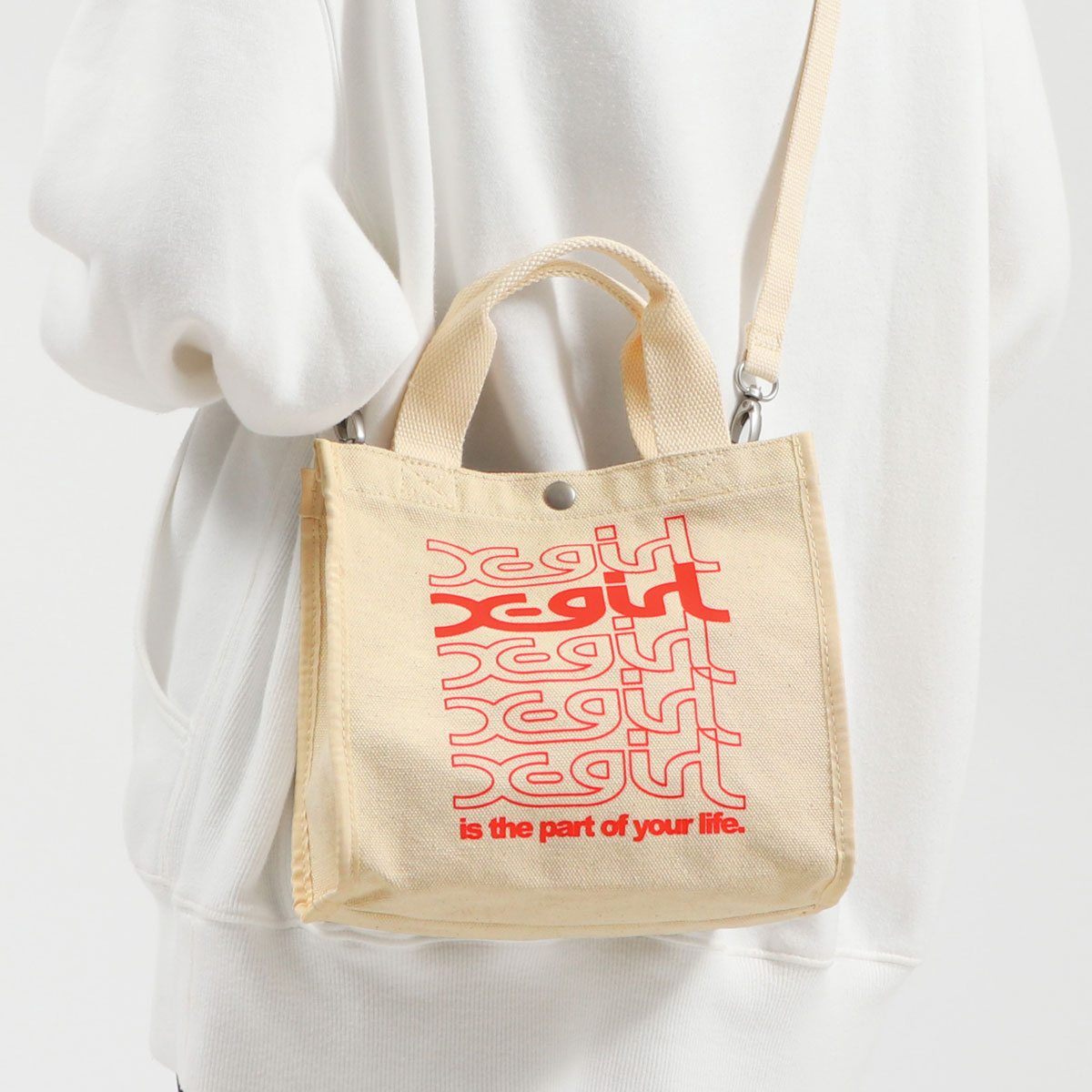 X-girl エックスガール REPEAT LOGO CANVAS 2WAY MINI TOTE BAG トート