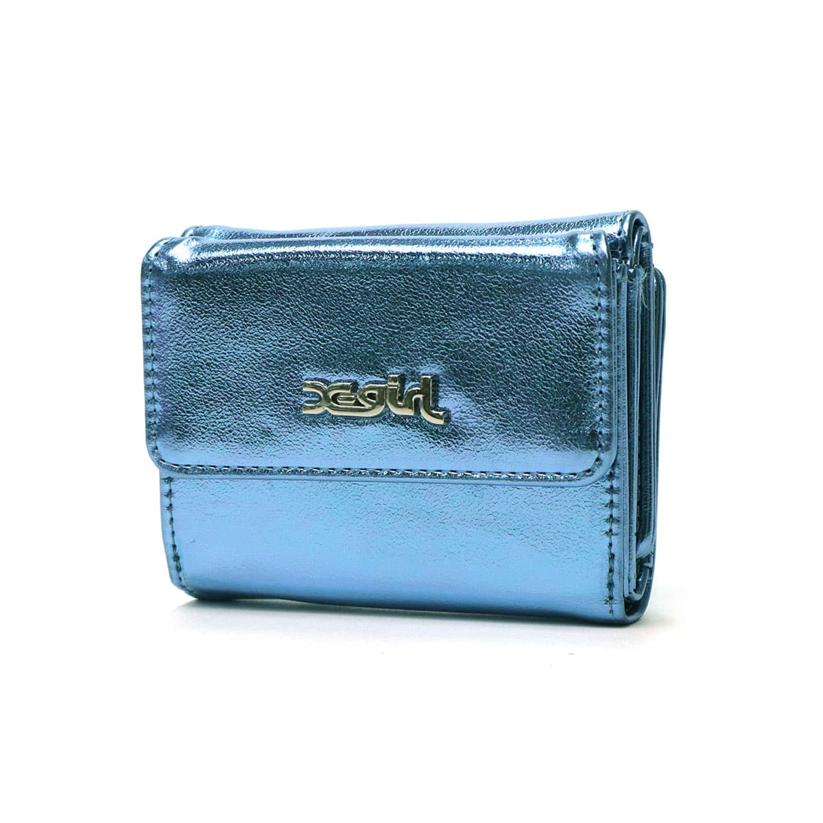 X-girl エックスガール METALLIC FAUX LEATHER MINI WALLET 三つ折り